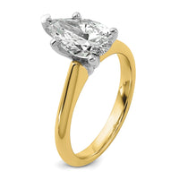 14k Two-Tone 2ct Cert Lab Grown VS+ F+ Pear 8X Comp Diamond Ring