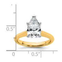 14k Two-Tone 2ct Cert Lab Grown VS+ F+ Pear 8X Comp Diamond Ring