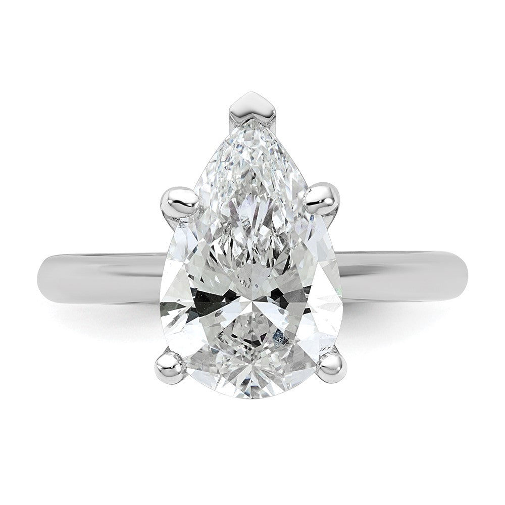 14kw 3ct Cert Lab Grown VS+ F+ Pear 8X Comp Diamond Ring
