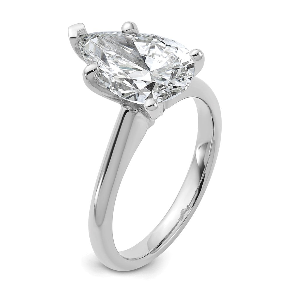 14kw 3ct Cert Lab Grown VS+ F+ Pear 8X Comp Diamond Ring