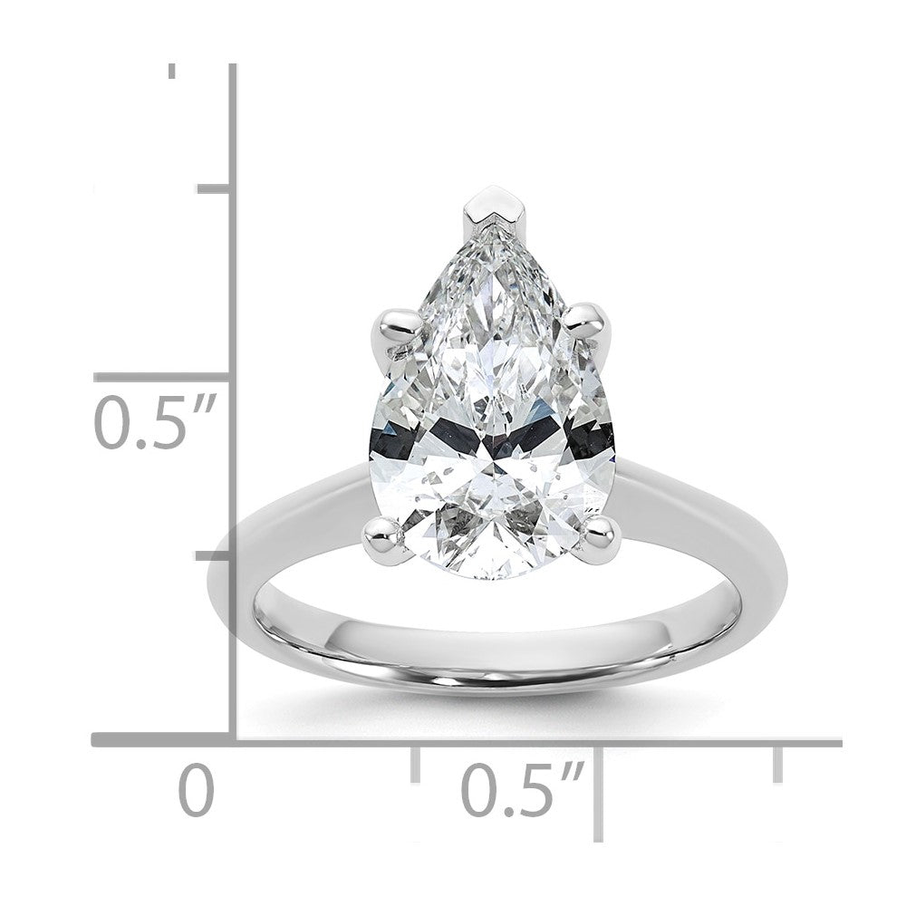 14kw 3ct Cert Lab Grown VS+ F+ Pear 8X Comp Diamond Ring