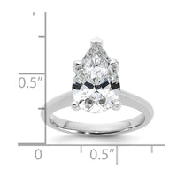 14kw 3ct Cert Lab Grown VS+ F+ Pear 8X Comp Diamond Ring