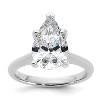 14kw 3ct Cert Lab Grown VS+ F+ Pear 8X Comp Diamond Ring