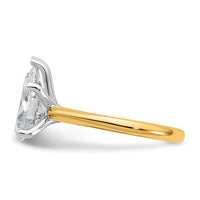 14k Two-Tone 3ct Cert Lab Grown VS+ F+ Pear 8X Comp Diamond Ring