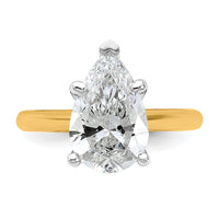 14k Two-Tone 3ct Cert Lab Grown VS+ F+ Pear 8X Comp Diamond Ring