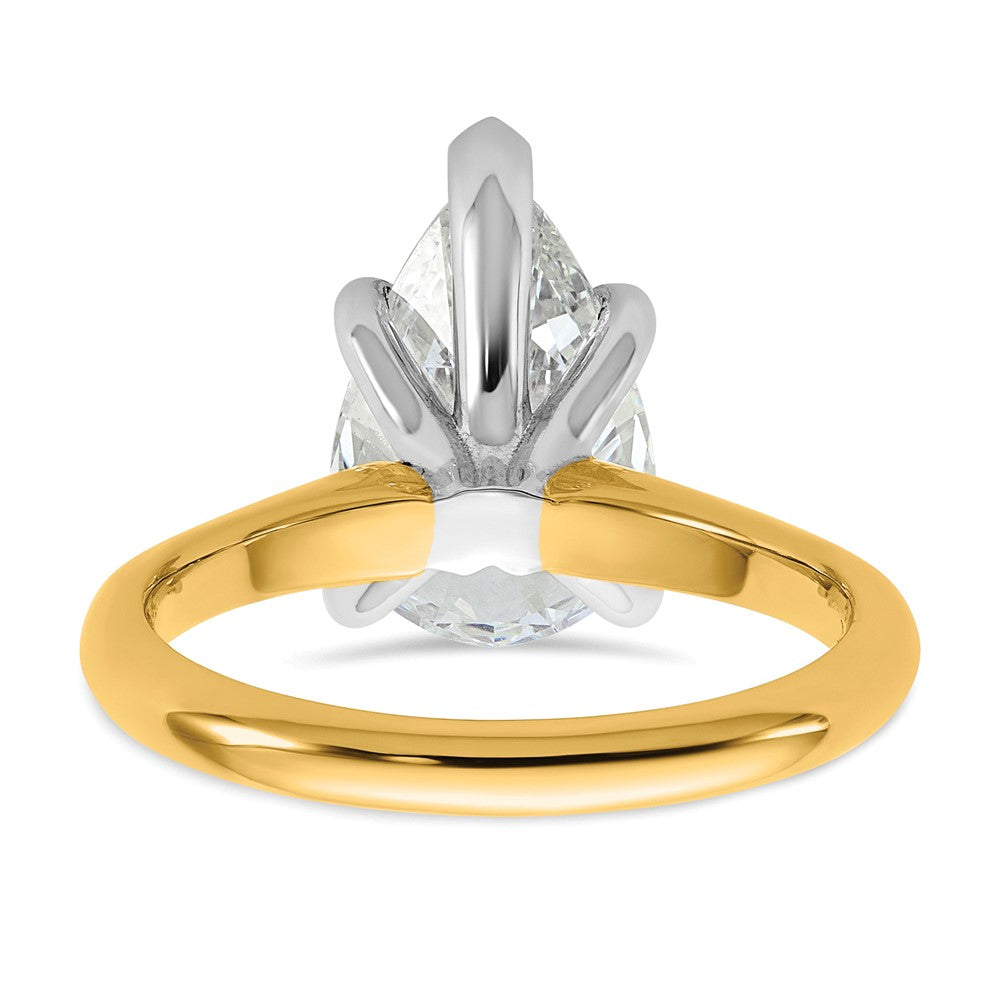 14k Two-Tone 3ct Cert Lab Grown VS+ F+ Pear 8X Comp Diamond Ring