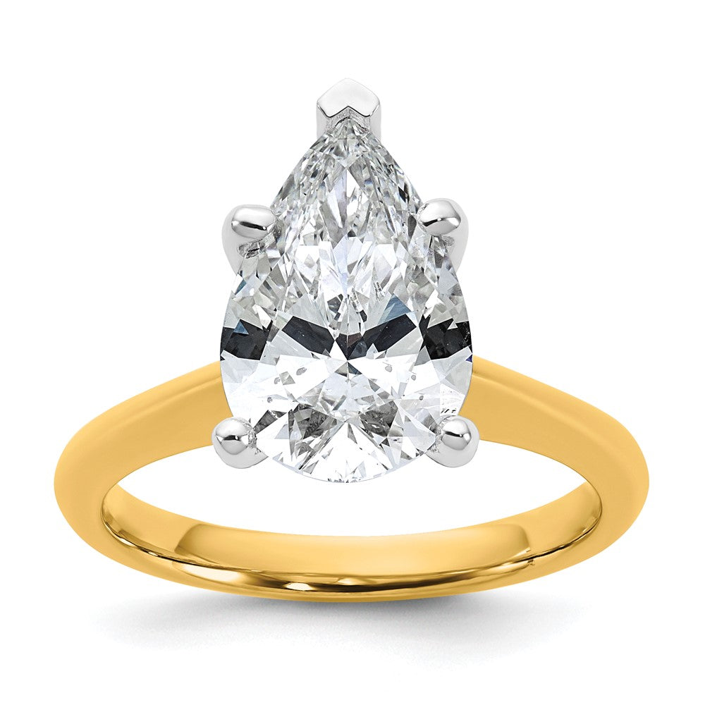 14k Two-Tone 3ct Cert Lab Grown VS+ F+ Pear 8X Comp Diamond Ring
