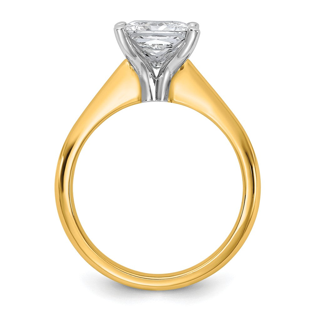 14k Two-Tone 2ct Cert Lab Grown VS+ F+ Princess 8X Comp Diamond Ring