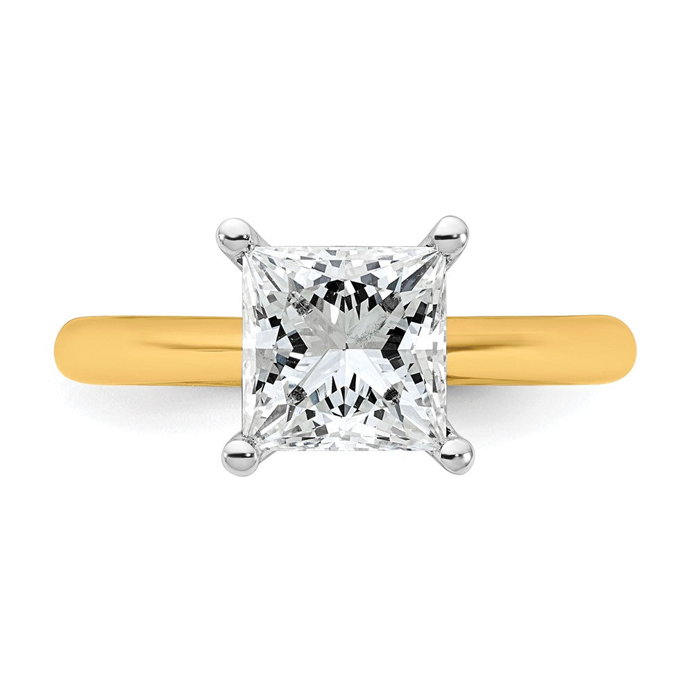 14k Two-Tone 2ct Cert Lab Grown VS+ F+ Princess 8X Comp Diamond Ring