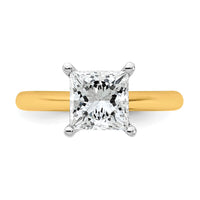 14k Two-Tone 2ct Cert Lab Grown VS+ F+ Princess 8X Comp Diamond Ring