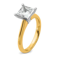 14k Two-Tone 2ct Cert Lab Grown VS+ F+ Princess 8X Comp Diamond Ring