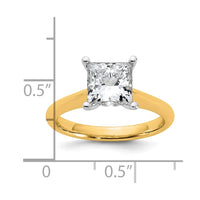 14k Two-Tone 2ct Cert Lab Grown VS+ F+ Princess 8X Comp Diamond Ring