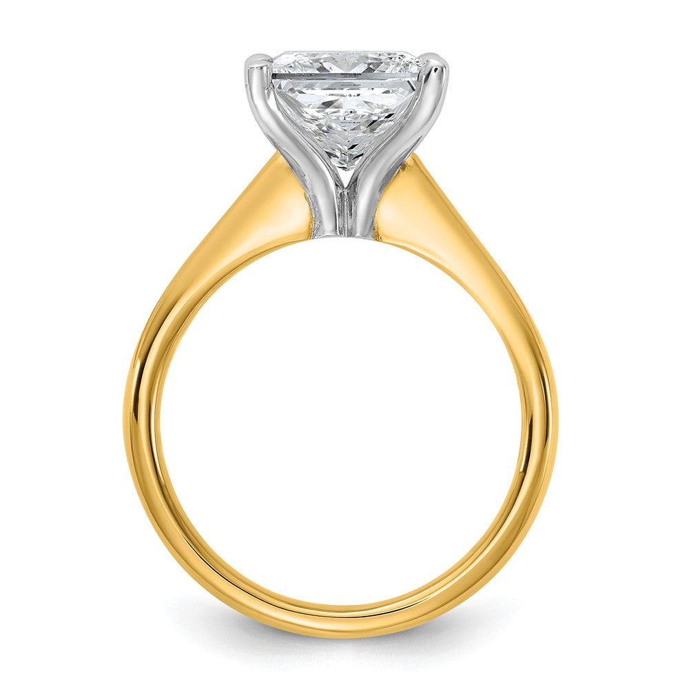 14k Two-Tone 3ct Cert Lab Grown VS+ F+ Princess 8X Comp Diamond Ring
