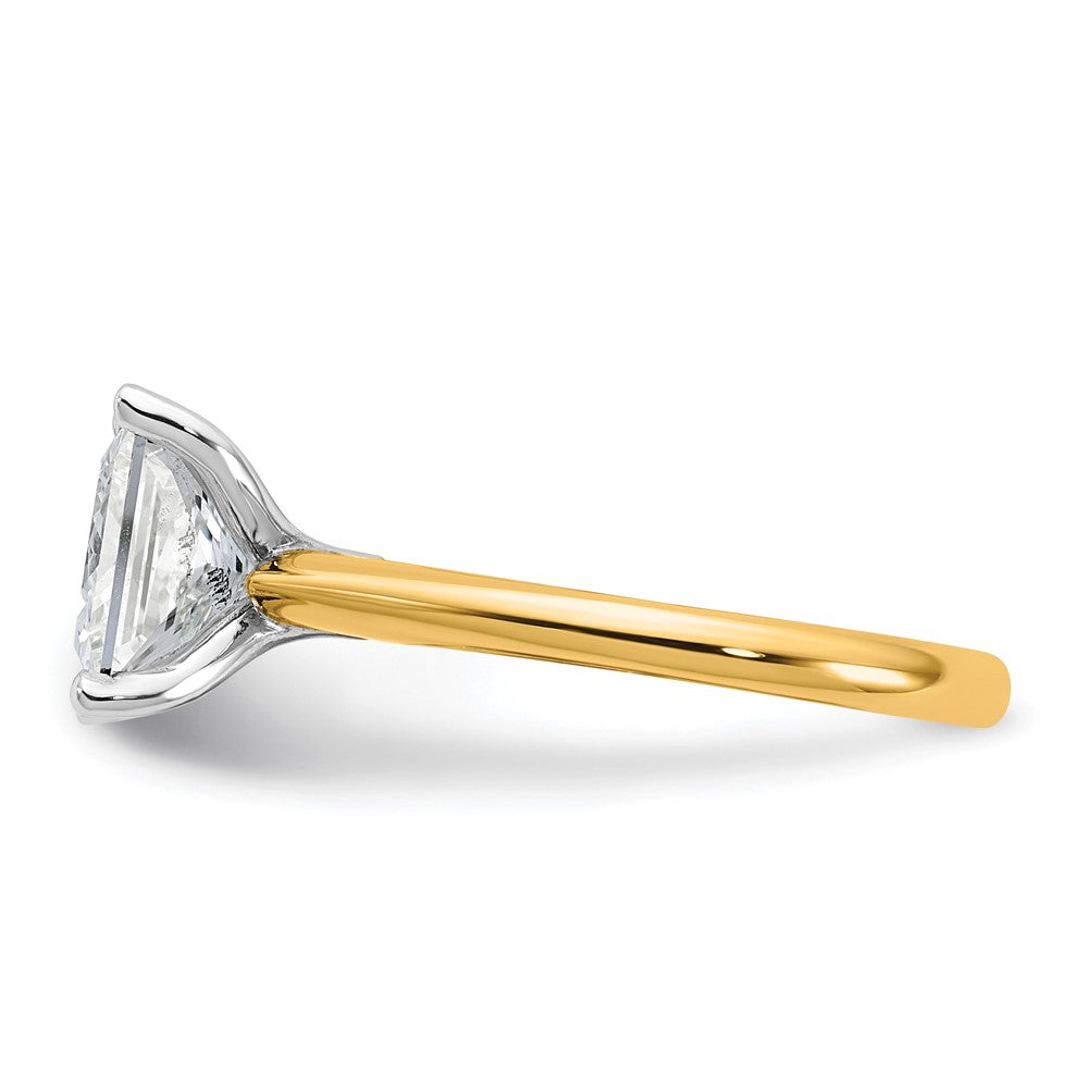 14k Two-Tone 3ct Cert Lab Grown VS+ F+ Princess 8X Comp Diamond Ring
