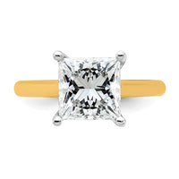 14k Two-Tone 3ct Cert Lab Grown VS+ F+ Princess 8X Comp Diamond Ring