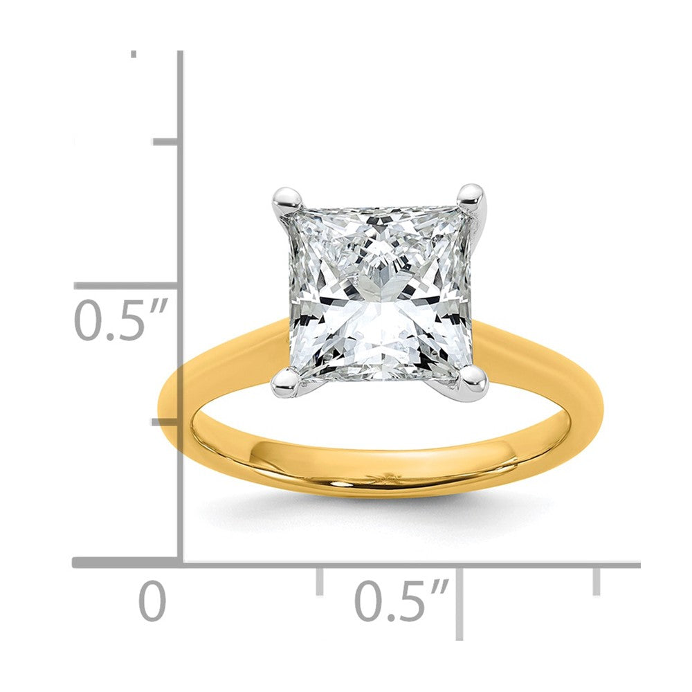 14k Two-Tone 3ct Cert Lab Grown VS+ F+ Princess 8X Comp Diamond Ring