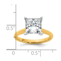14k Two-Tone 3ct Cert Lab Grown VS+ F+ Princess 8X Comp Diamond Ring