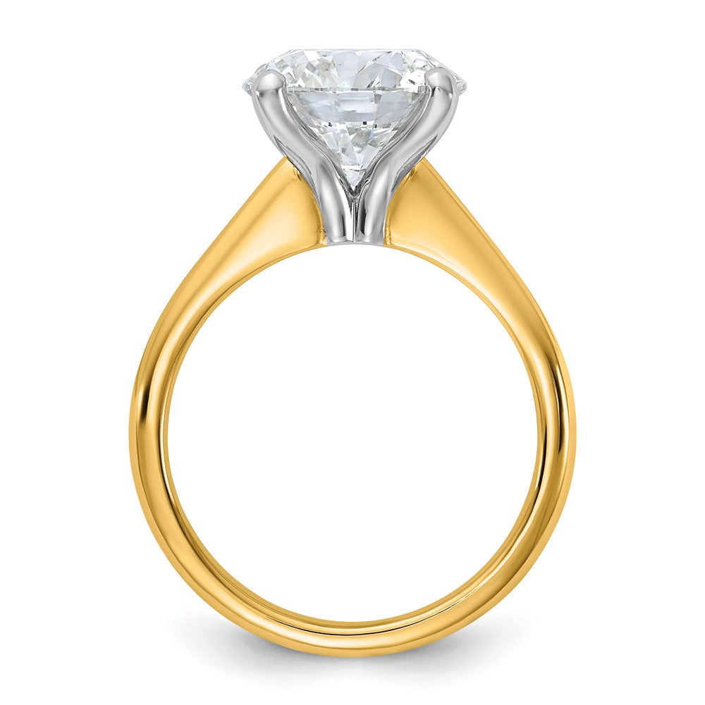 14k Two-Tone 5ct Cert Lab Grown VS+ F+ Round 8X Comp Diamond Ring