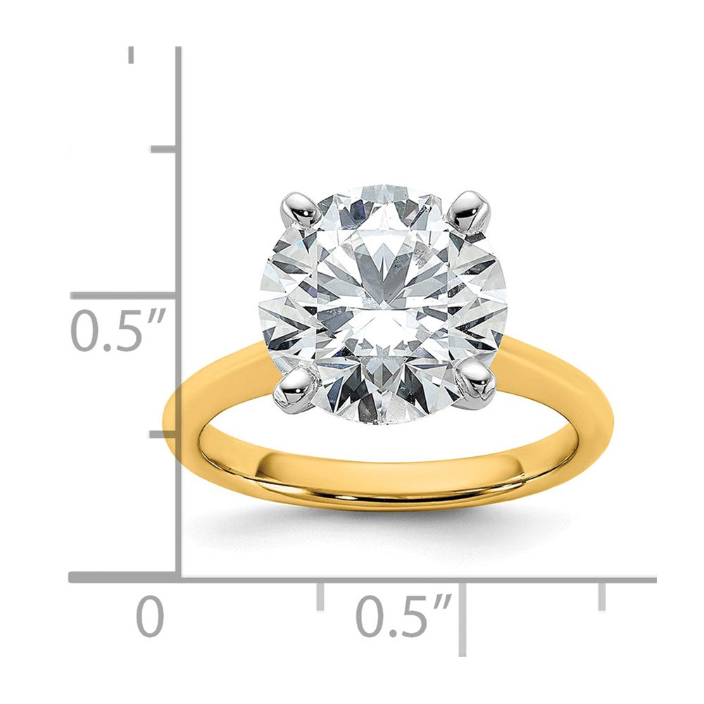 14k Two-Tone 5ct Cert Lab Grown VS+ F+ Round 8X Comp Diamond Ring