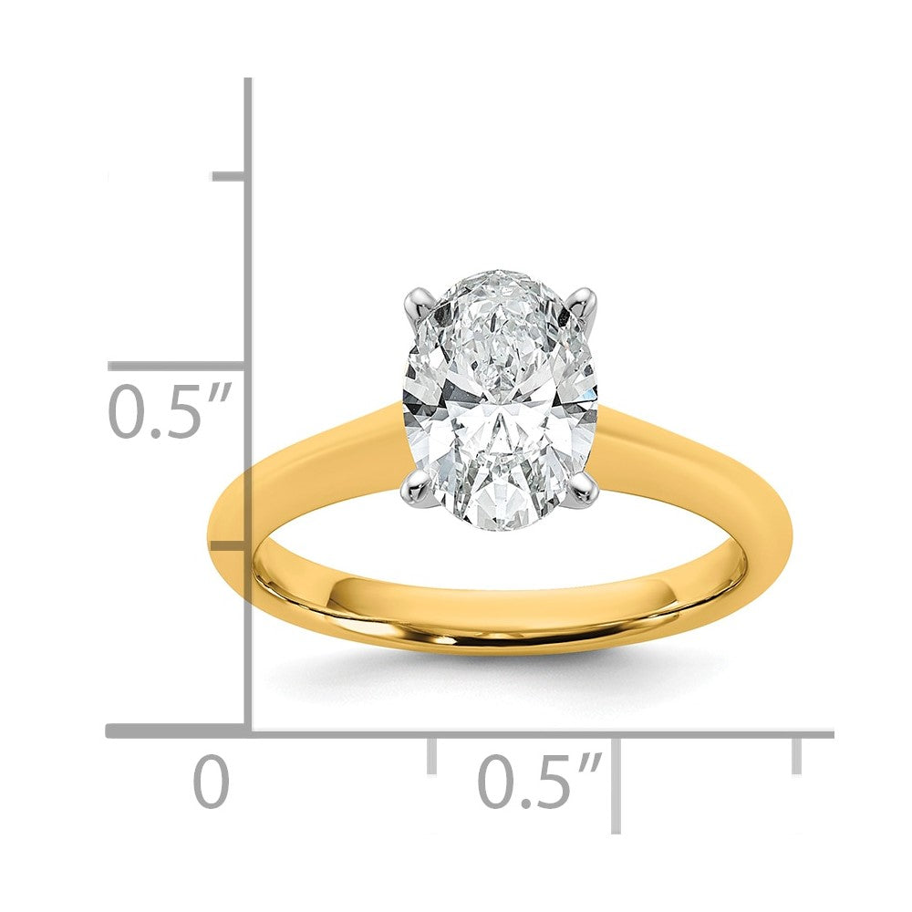 14k Two-Tone 1.5ct Cert Lab Grown VS+ F+ Oval 8X Comp Diamond Ring