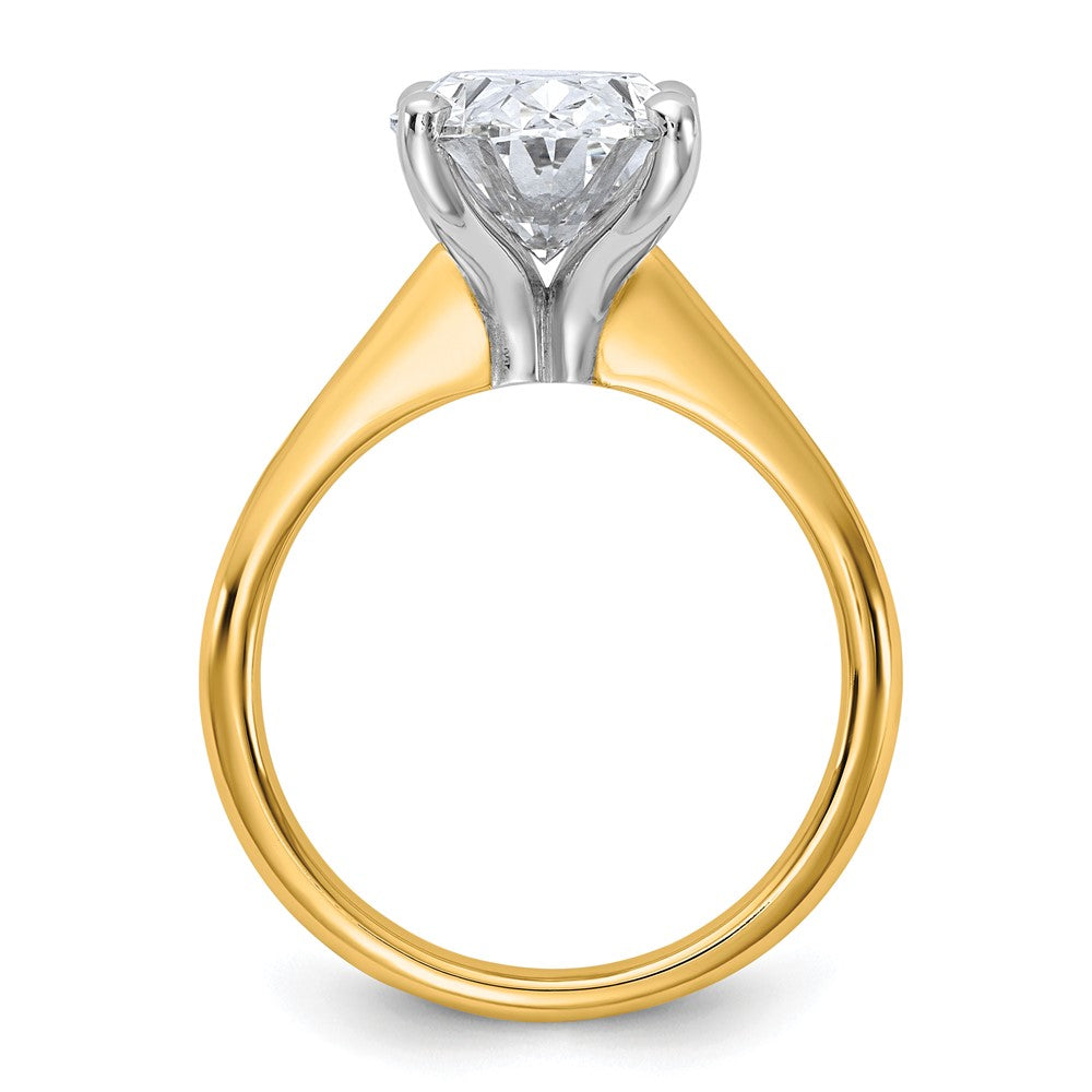 14k Two-Tone 5ct Cert Lab Grown VS+ F+ Oval 8X Comp Diamond Ring