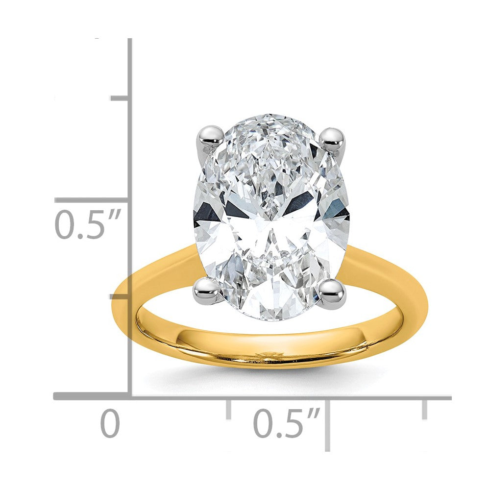 14k Two-Tone 5ct Cert Lab Grown VS+ F+ Oval 8X Comp Diamond Ring