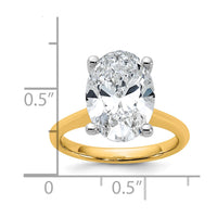 14k Two-Tone 5ct Cert Lab Grown VS+ F+ Oval 8X Comp Diamond Ring