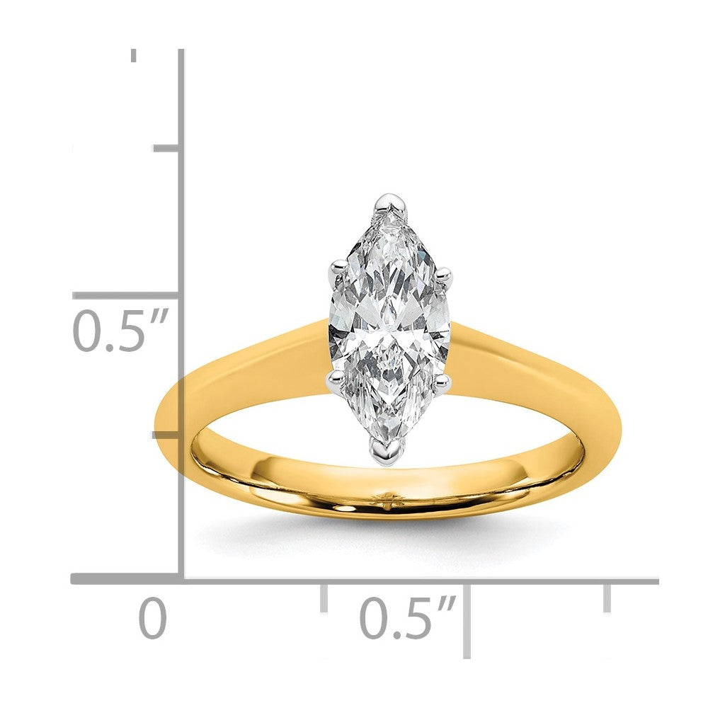 14k Two-Tone 1ct Cert Lab Grown VS+ F+ Marquise 8X Comp Diamond Ring