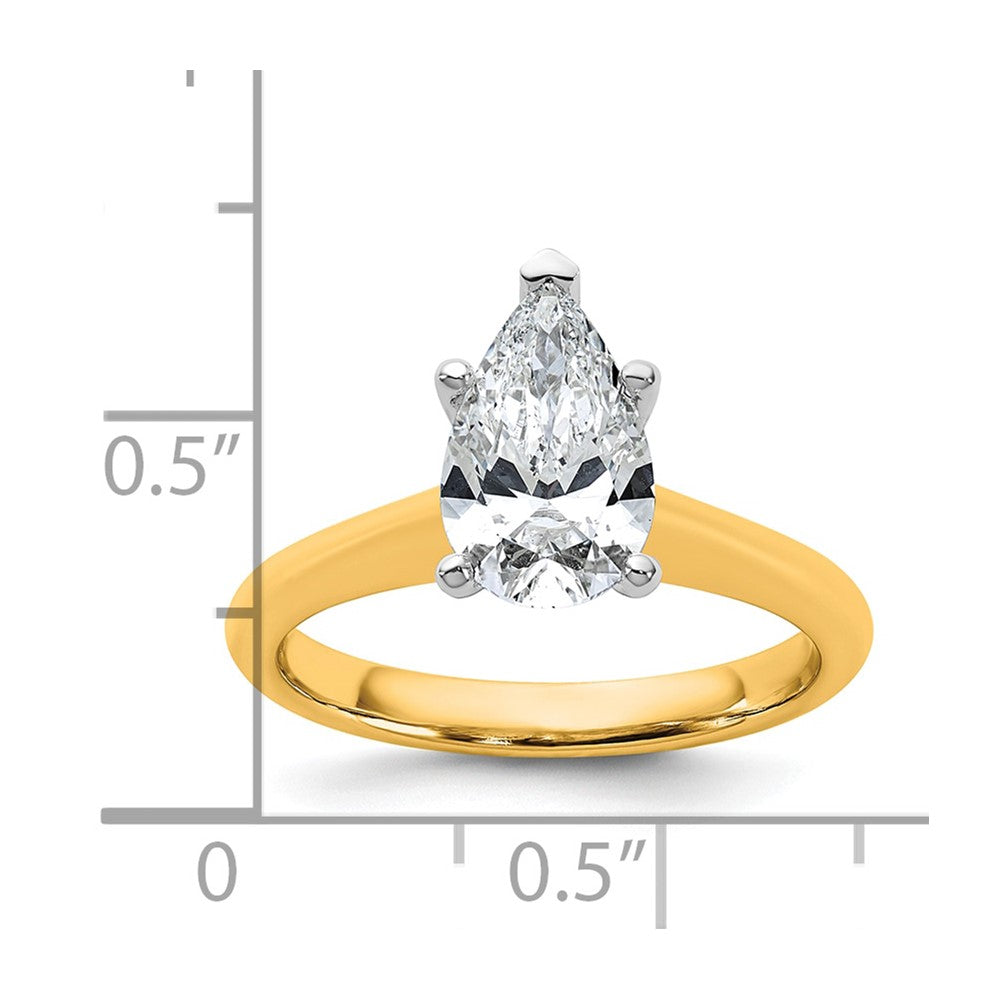 14k Two-Tone 1.5ct Cert Lab Grown VS+ F+ Pear 8X Comp Diamond Ring