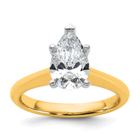 14k Two-Tone 1.5ct Cert Lab Grown VS+ F+ Pear 8X Comp Diamond Ring