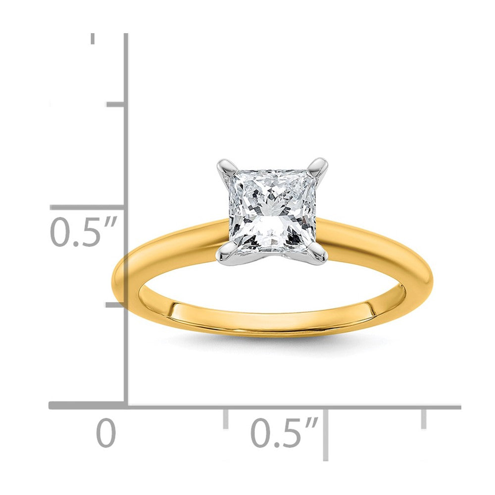 14k Two-Tone 1ct Cert Lab Grown VS+ F+ Princess 8X Comp Diamond Ring