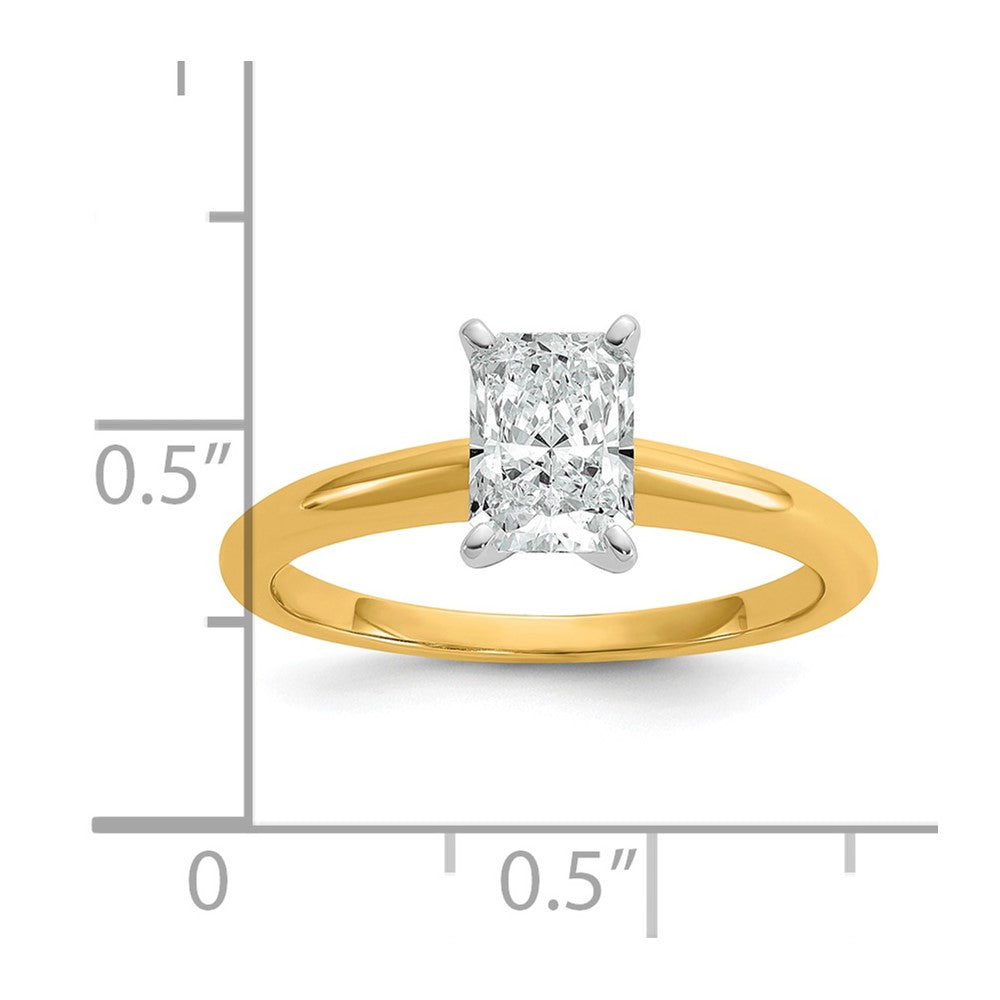 14k Two-Tone 1ct Cert Lab Grown VS+ F+ Radiant 8X Comp Diamond Ring