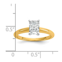 14k Two-Tone 1ct Cert Lab Grown VS+ F+ Radiant 8X Comp Diamond Ring