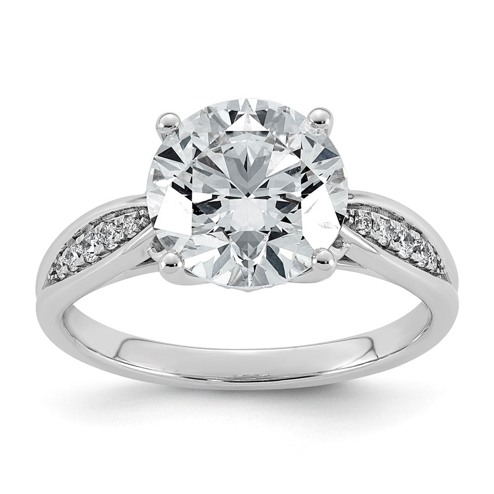 14kw 3 1/6ct Cert Round Center Lab Grown Dia VS+ F+ Engagement Ring