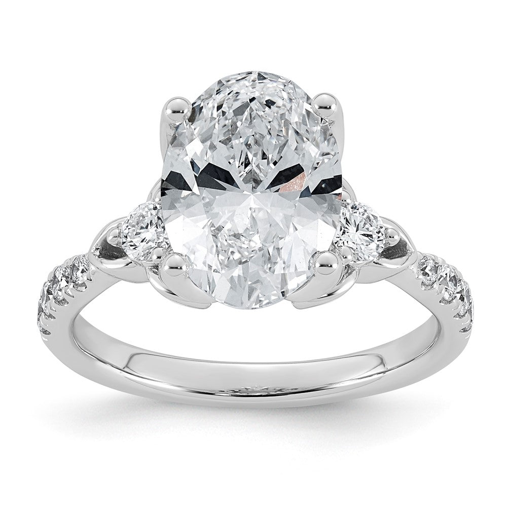 14kw 3 1/2ct Cert Oval Center Lab Grown Dia VS+ F+ Engagement Ring