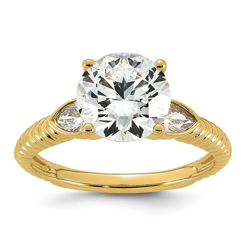 14ky 2 7/8ct Cert Round Center Lab Grown Dia VS+ F+ Engagement Ring