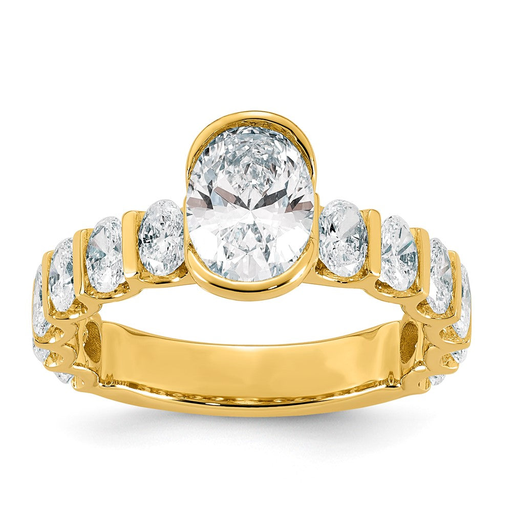 14ky 3ct Cert Oval Center Lab Grown Dia VS+ F+ Comp Ring