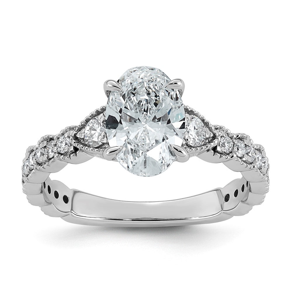 14kw 1 7/8ct Cert Oval Ctr Lab Grown Diamond VS+ F+ Comp Ring