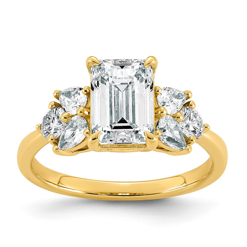 14ky 2 5/8ct Cert  Emerald-cut Center Lab Grown Dia VS+ F+ Comp Ring