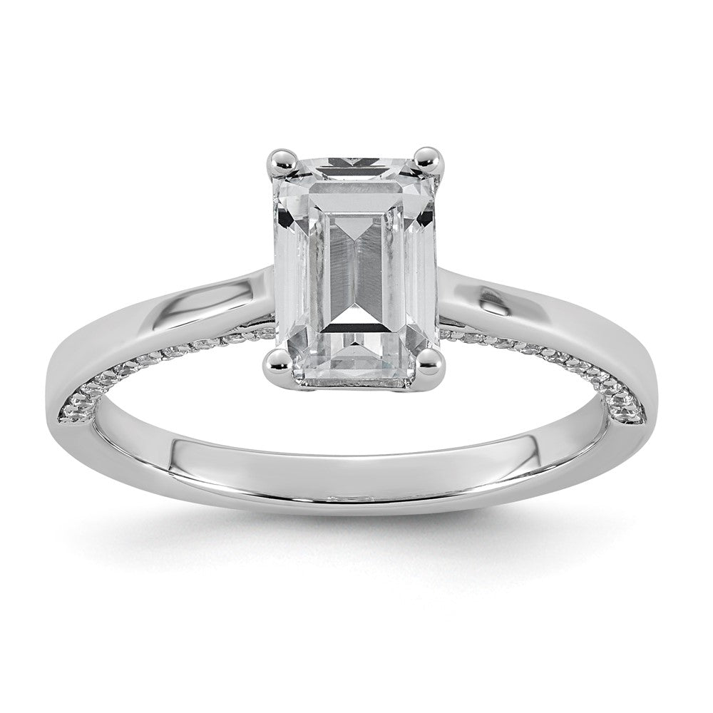 14kw 1 1/5ct Emerald-cut Center Lab Grown Dia VS+ F+ Complete Ring