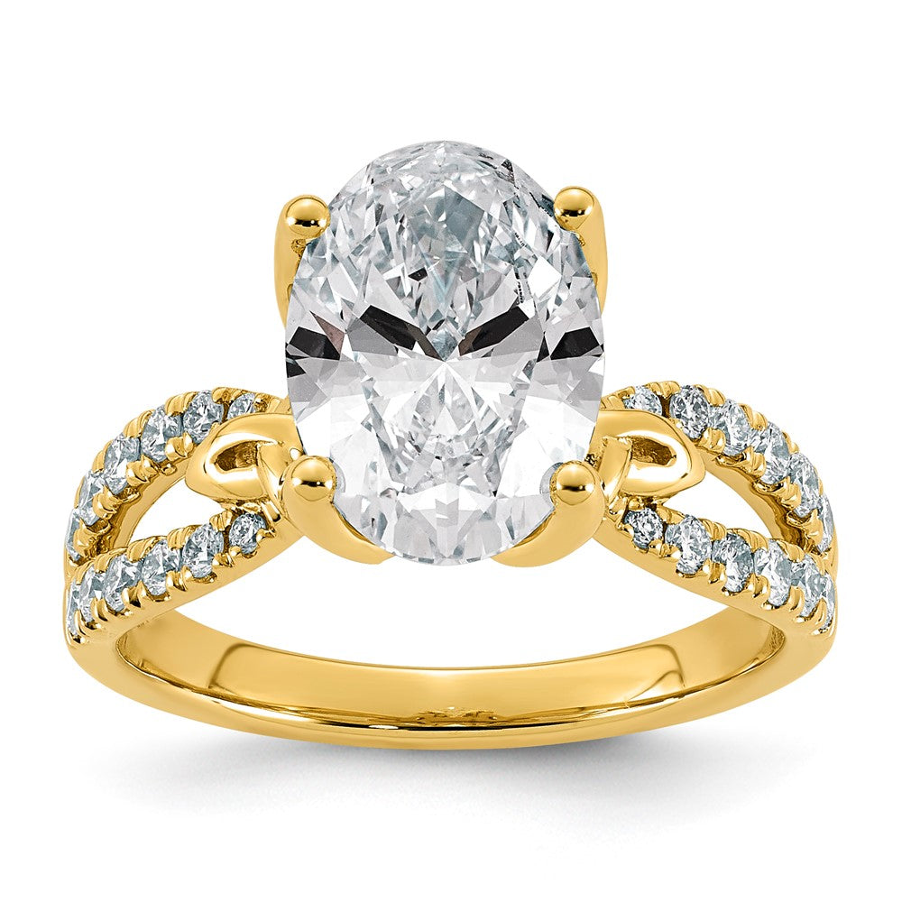 14ky 3 1/2ct Certified Oval Center Lab Grown Dia VS+ F+ Comp Ring