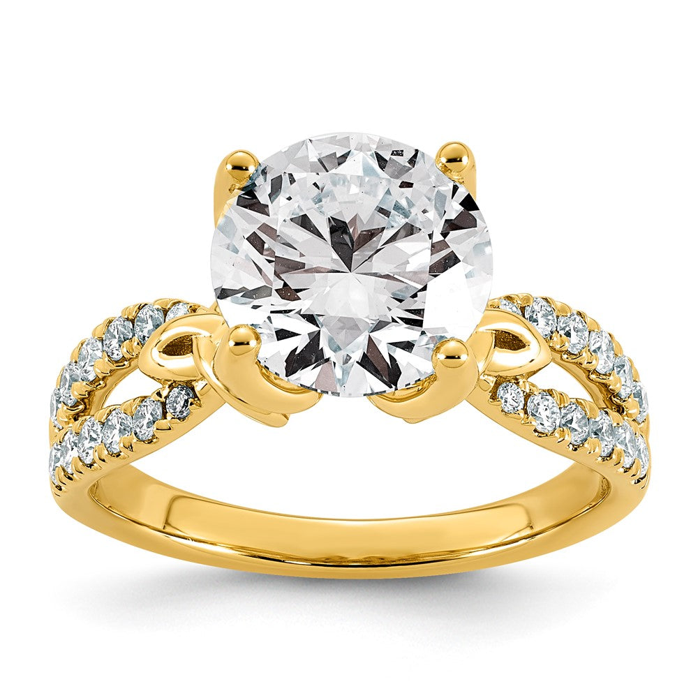 14ky 3 1/2ct Certified Round Center Lab Grown Dia VS+ F+ Comp Ring