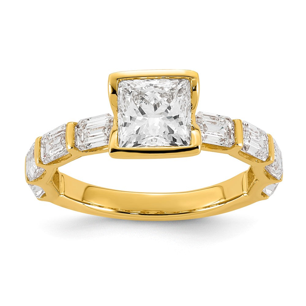 14ky 3 1/8ct Cert Princess Center Lab Grown Dia VS+ F+ Comp Ring