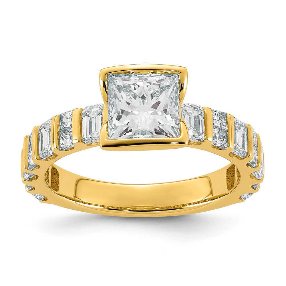 14ky 2 7/8ct Cert Princess Center Lab Grown Dia VS+ F+ Comp Ring