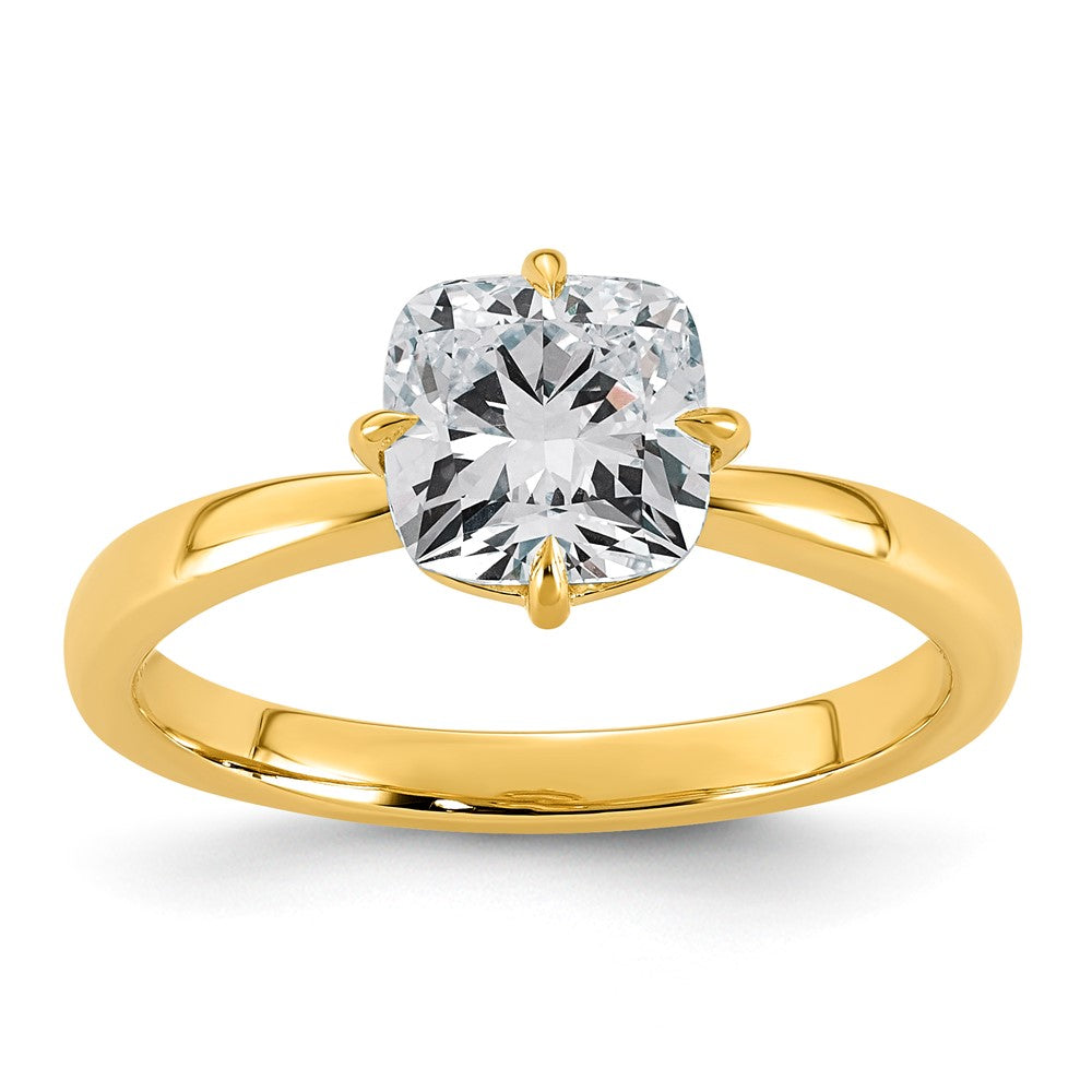 14ky 1 1/2ct Cert Cushion Center Lab Grown Dia VS+ F+ Comp Solitaire Ring