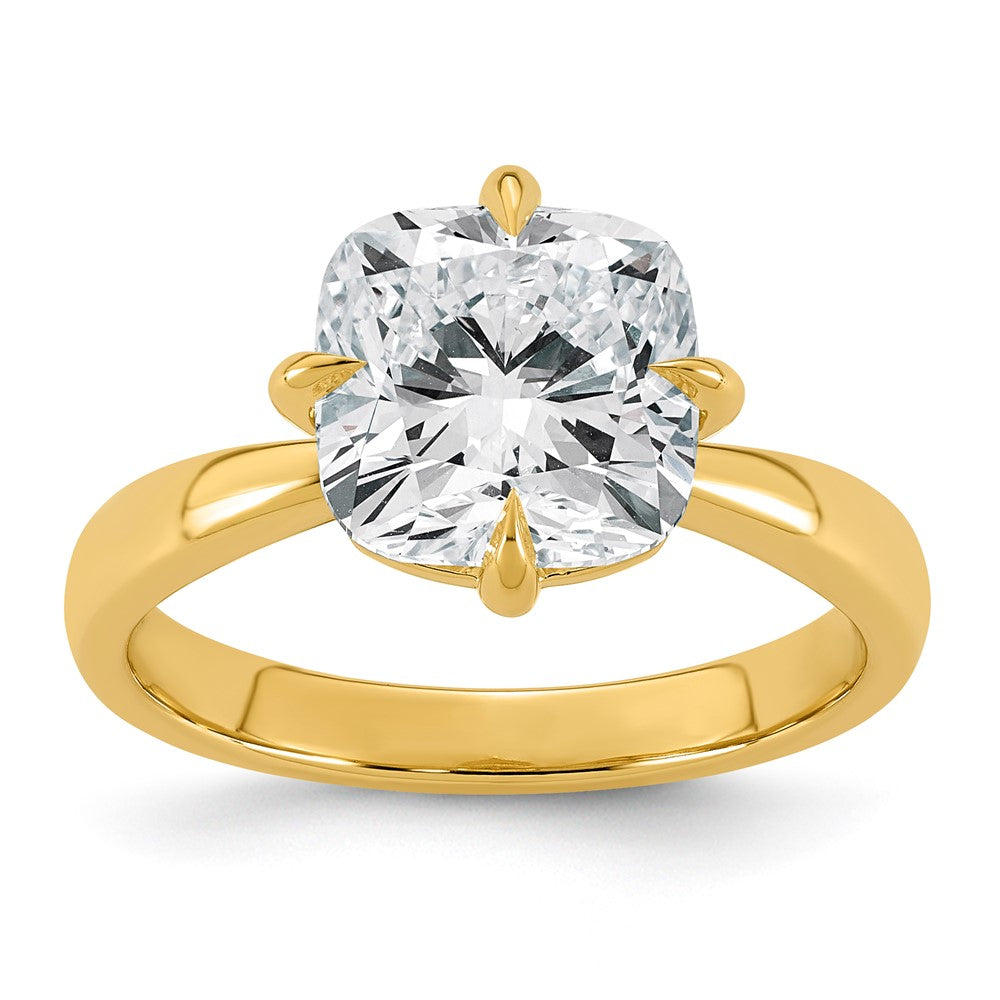 14ky 3 1/2ct Cert Cushion Center Lab Grown Dia VS+ F+ Comp Solitaire Ring