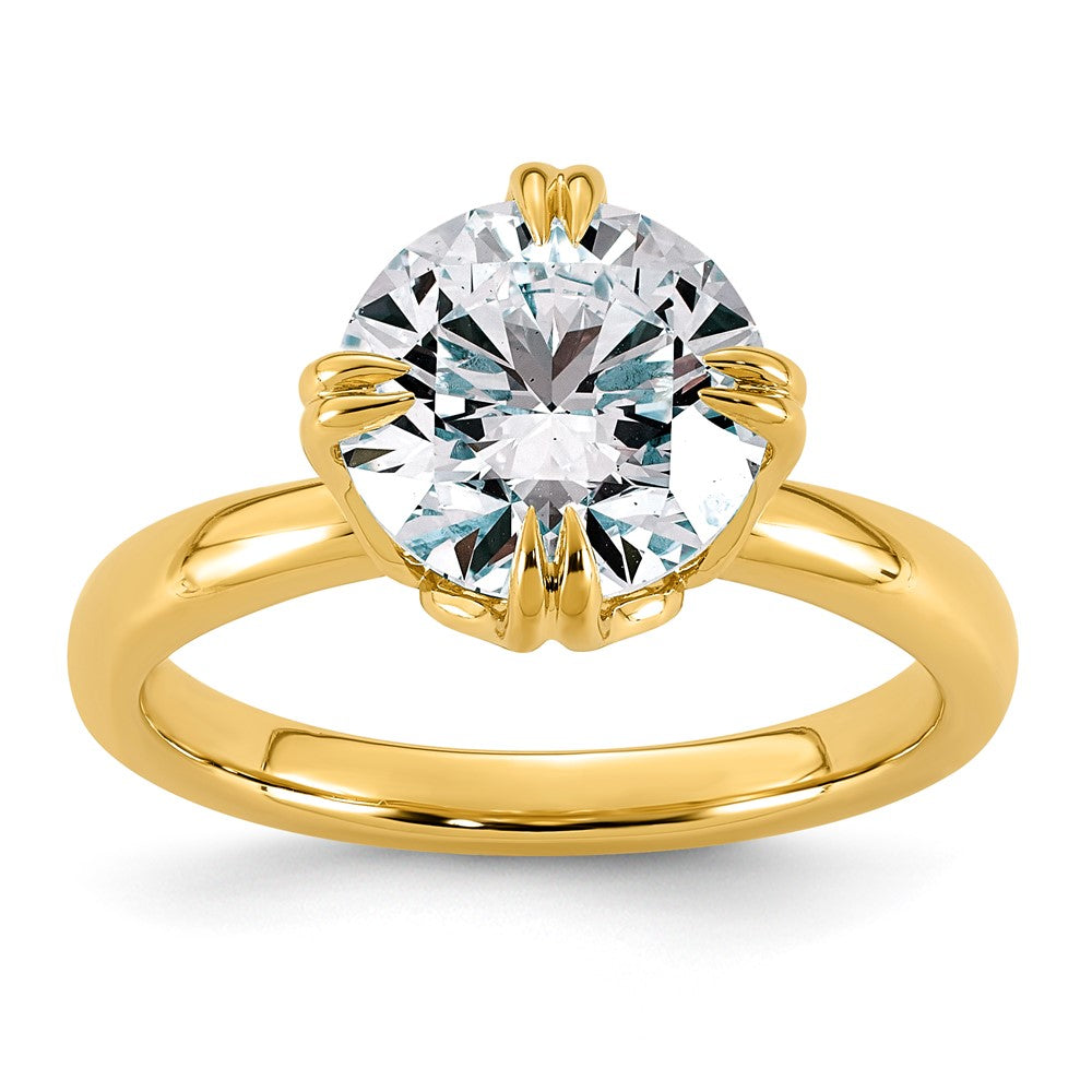 14ky 3ct Cert Round Center Lab Grown Dia VS+ F+ Solitaire Ring