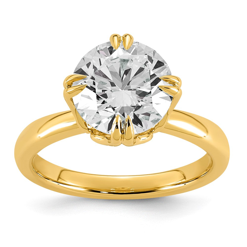 14ky 3 1/2ct Cert Round Center Lab Grown Dia VS+ F+ Solitaire Ring