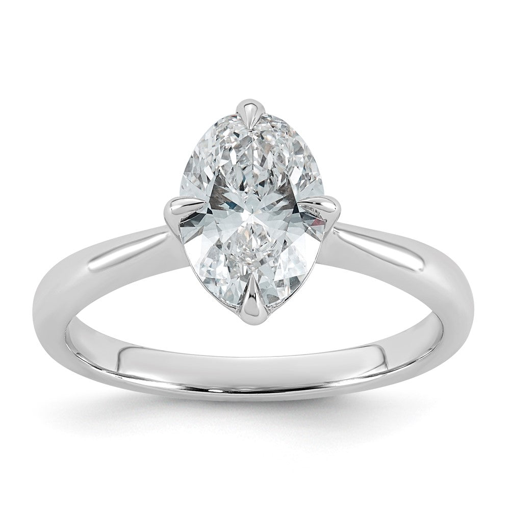 14kw 1 1/2ct Cert Oval Center Lab Grown Dia VS+ F+ Solitaire Ring