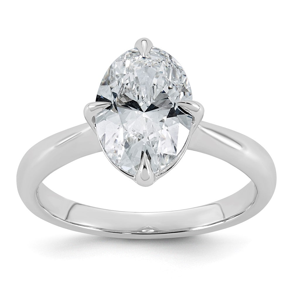 14kw 2 1/2ct Cert Oval Center Lab Grown Dia VS+ F+ Solitaire Ring